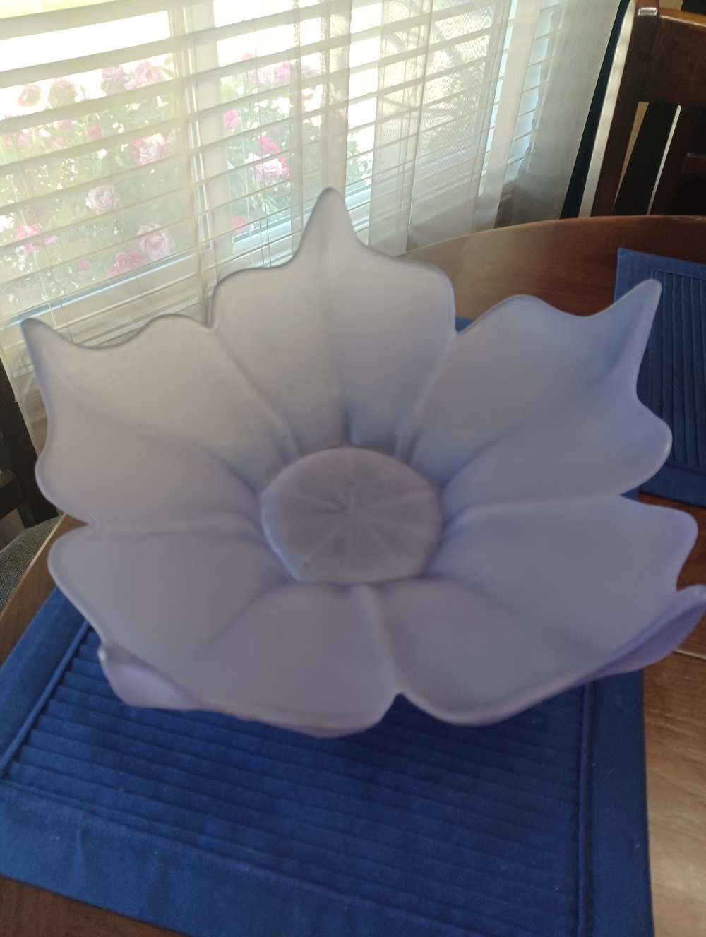 Vintage Viking Glass Frosted Purple Lotus Nesting Bowl
